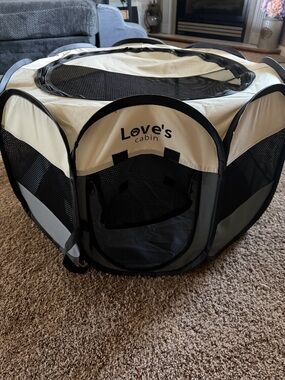 Love’s Cabin Portable Small Pet Playpen - Gray & Black! New w/o tag! Never used!